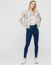 Embroidered Jacket in Organic Cotton, Ivory (IVORY), large