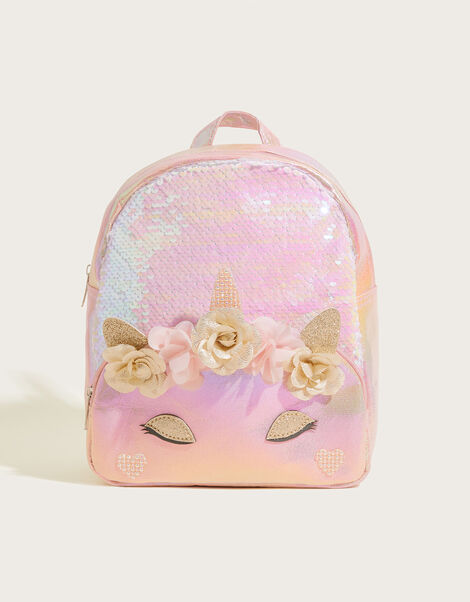 Flower Sequin Unicorn Backpack, , large