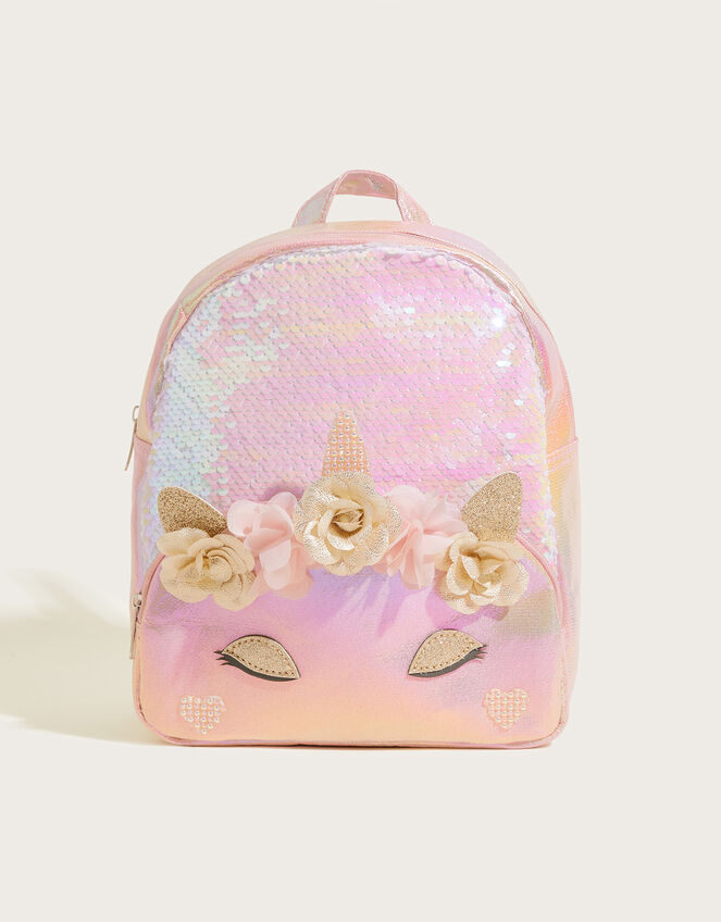 Flower Sequin Unicorn Backpack, , large