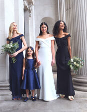 Beatrice Crepe Bardot Maxi Dress, Blue (NAVY), large