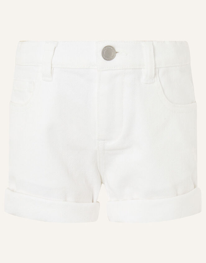 Denim Shorts, White (WHITE), large