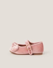 Toddler Velvet Bow Ballet Flats, Pink (PINK), large