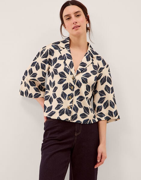 Ellison Floral Print Shirt, Blue (NAVY), large