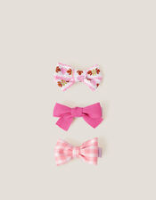 3-Pack Mix Bow Hair Clips, Pink (PINK), large