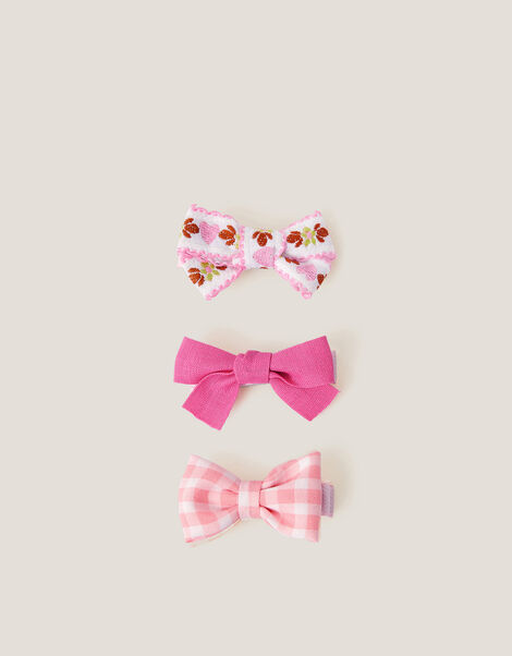 3-Pack Mix Bow Hair Clips, Pink (PINK), large