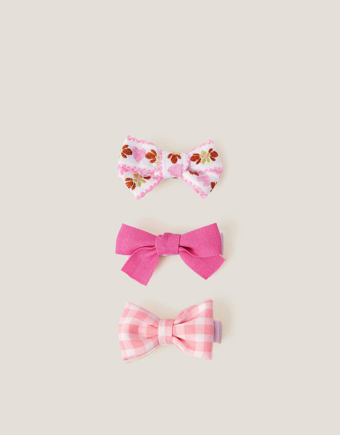 3-Pack Mix Bow Hair Clips, Pink (PINK), large