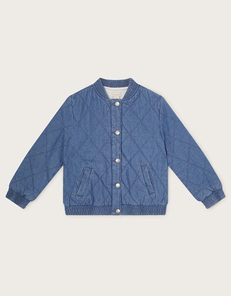 Denim Quilted Bomber Jacket, Blue (BLUE), large