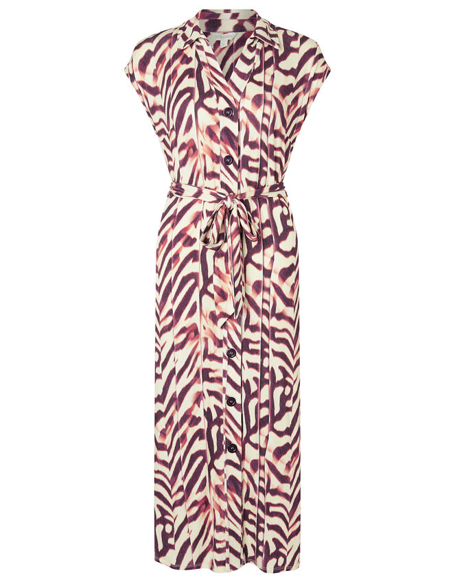 Animal Print Jersey Shirt Midi Dress, Red (RED), large
