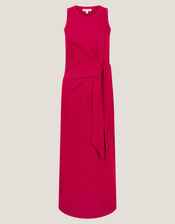 Sleeveless Tie-Side Column Midi Dress, Red (RED), large
