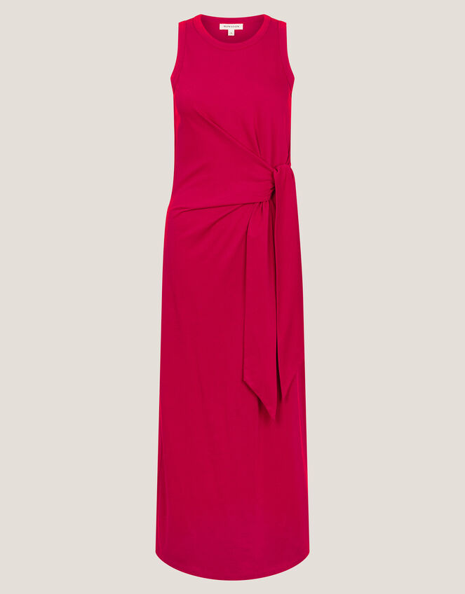 Sleeveless Tie-Side Column Midi Dress, Red (RED), large