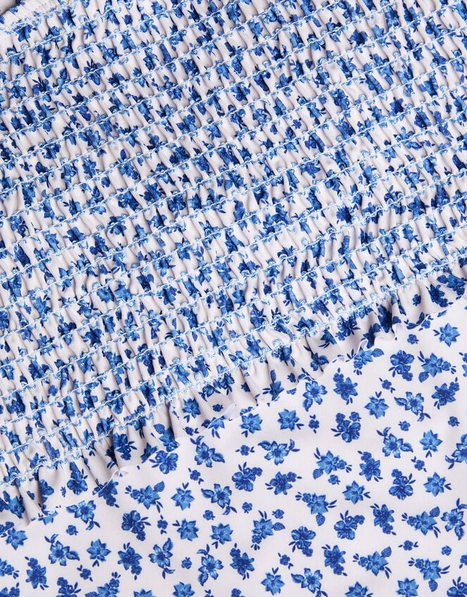 Ditsy Floral Smocked Swimsuit, Ivory (IVORY), large