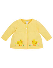 Newborn Embroidered Chick Cardigan, Yellow (YELLOW), large