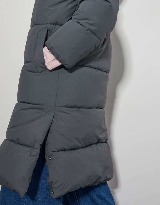 Lissy Long Hooded Puffer Coat, Gray (CHARCOAL), large