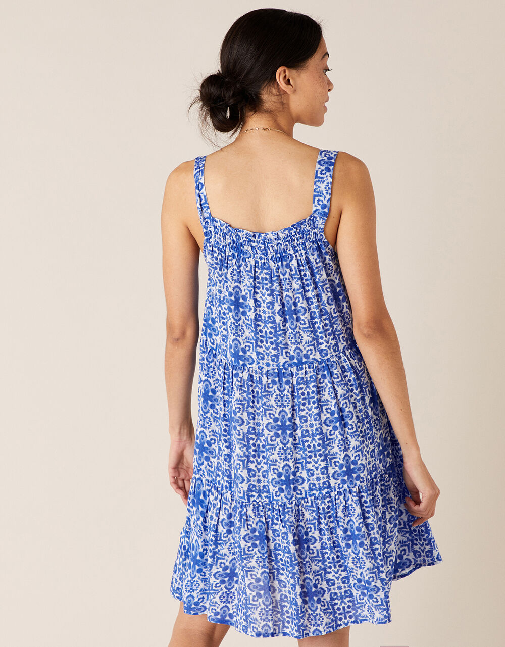 Beaded Neckline Printed Dress Blue | Beach Dresses | Monsoon Global.