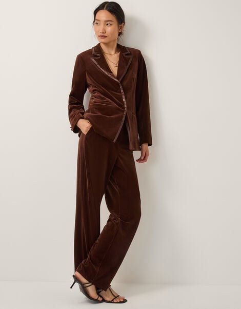Mila Straight Velvet Trousers, Copper (COPPER), large