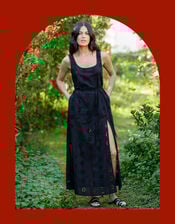 Lyrical Sisters Sleeveless Broderie Maxi Dress, Black (BLACK), large