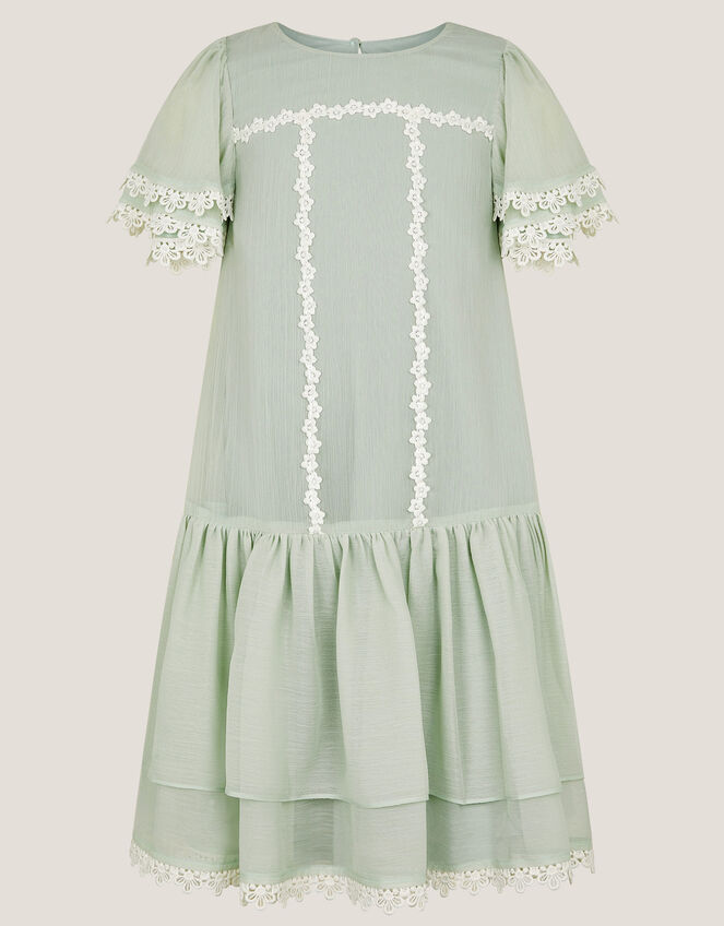 Antonia Drop Waist Flower Dress, Green (SAGE), large