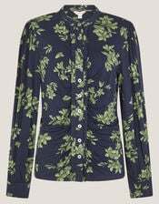 Joules Floral Print Jersey Shirt, Blue (NAVY), large