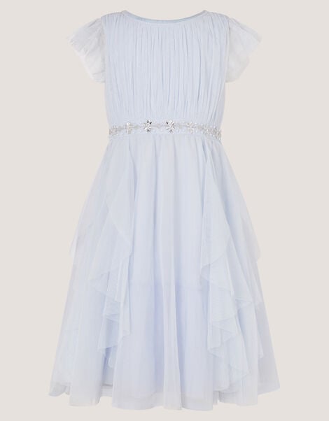 Pennie Embellished Ruffle Party Dress, Blue (PALE BLUE), large