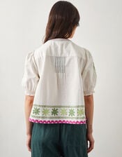 East Valeria Appliqué Puff Sleeve Top, Ivory (IVORY), large