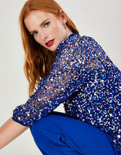 Georgie Embellished Top, Blue (COBALT), large