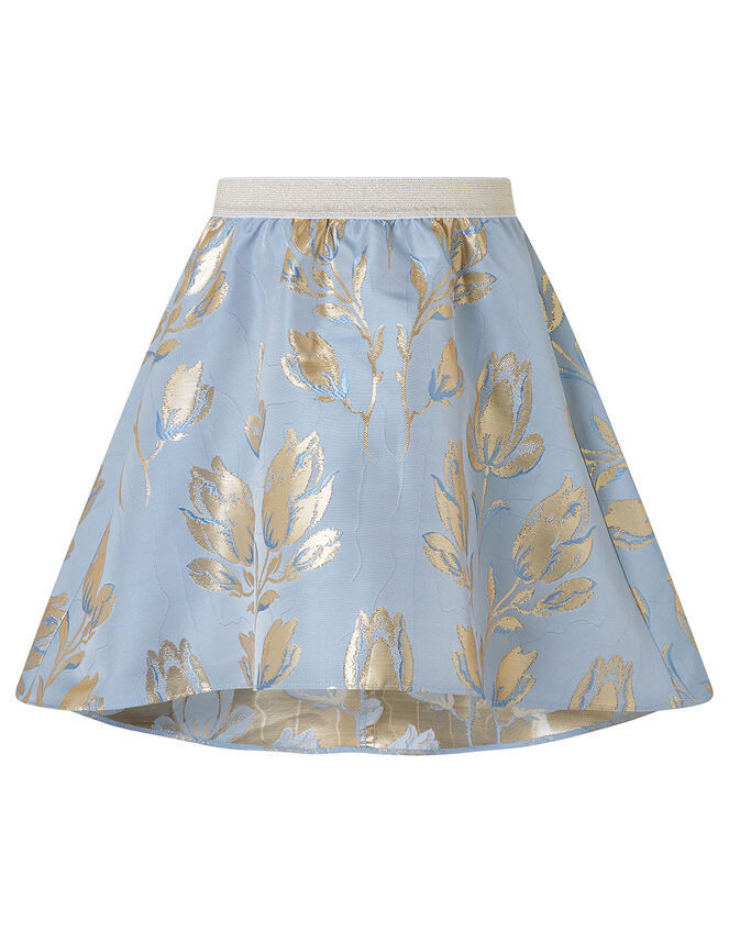 Tulip Jacquard High-Low Skirt, Blue (BLUE), large