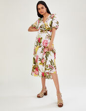 Eliana Pomegranate Dress in Linen Blend, Ivory (IVORY), large