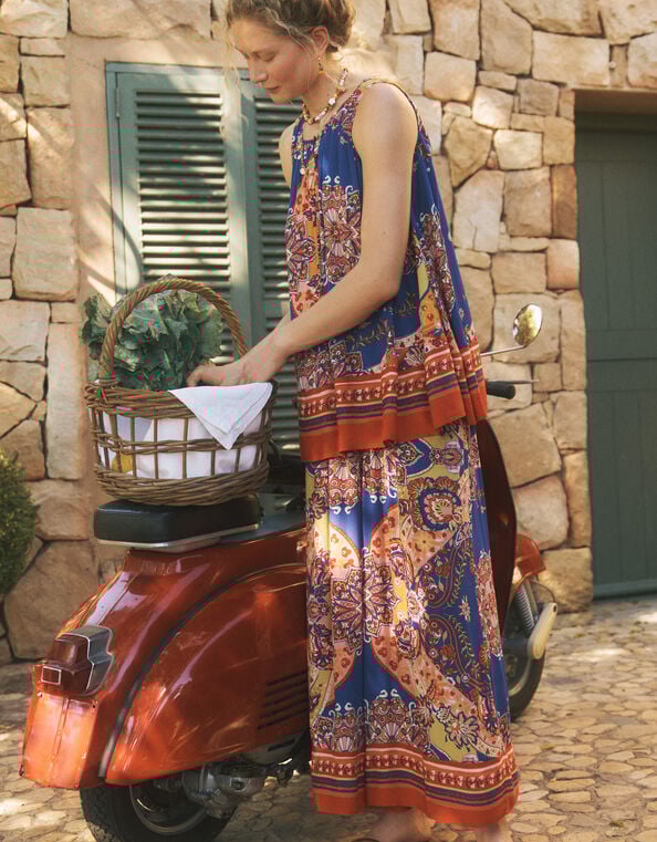 Padma Printed Palazzo Pants, Blue (COBALT), large