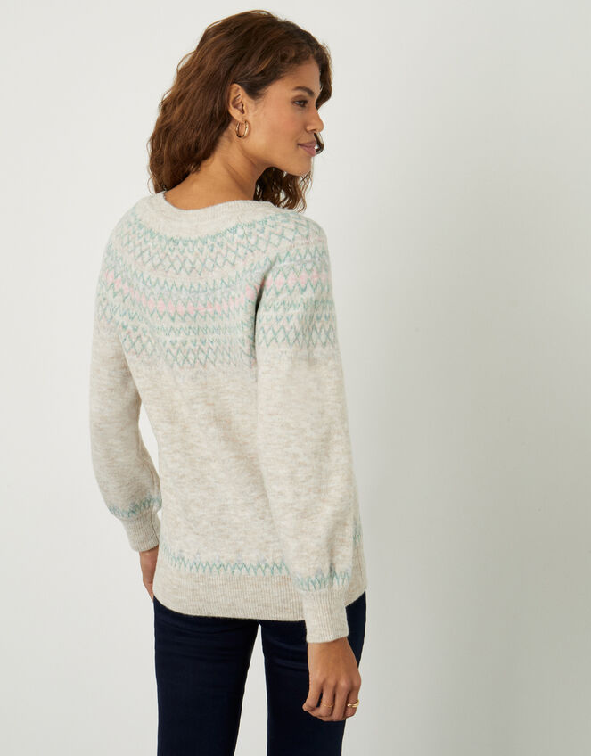 Fairisle Cosy Jumper with Recycled Polyester, Natural (NATURAL), large