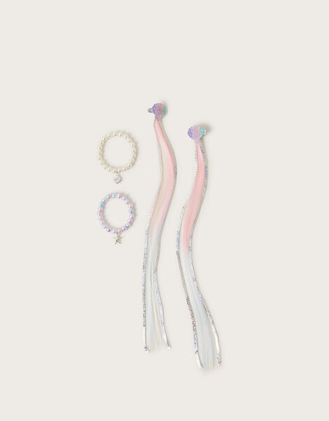 Mermaid Faux Hair and Bracelet Set, , large