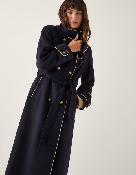 Harriet Funnel Doubled Breasted Coat, Blue (NAVY), large