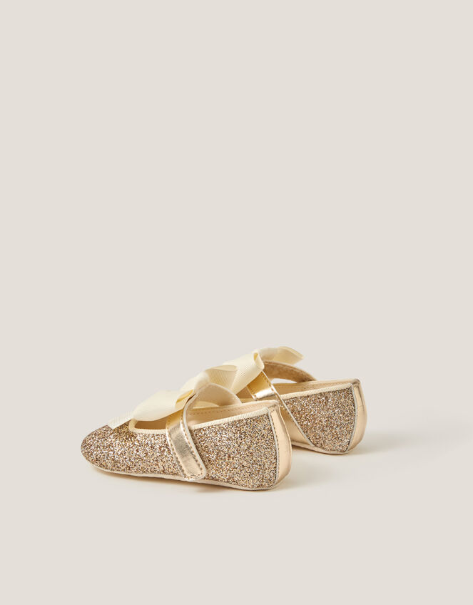 Baby Bow Glitter Headband & Booties Set, Gold (GOLD), large