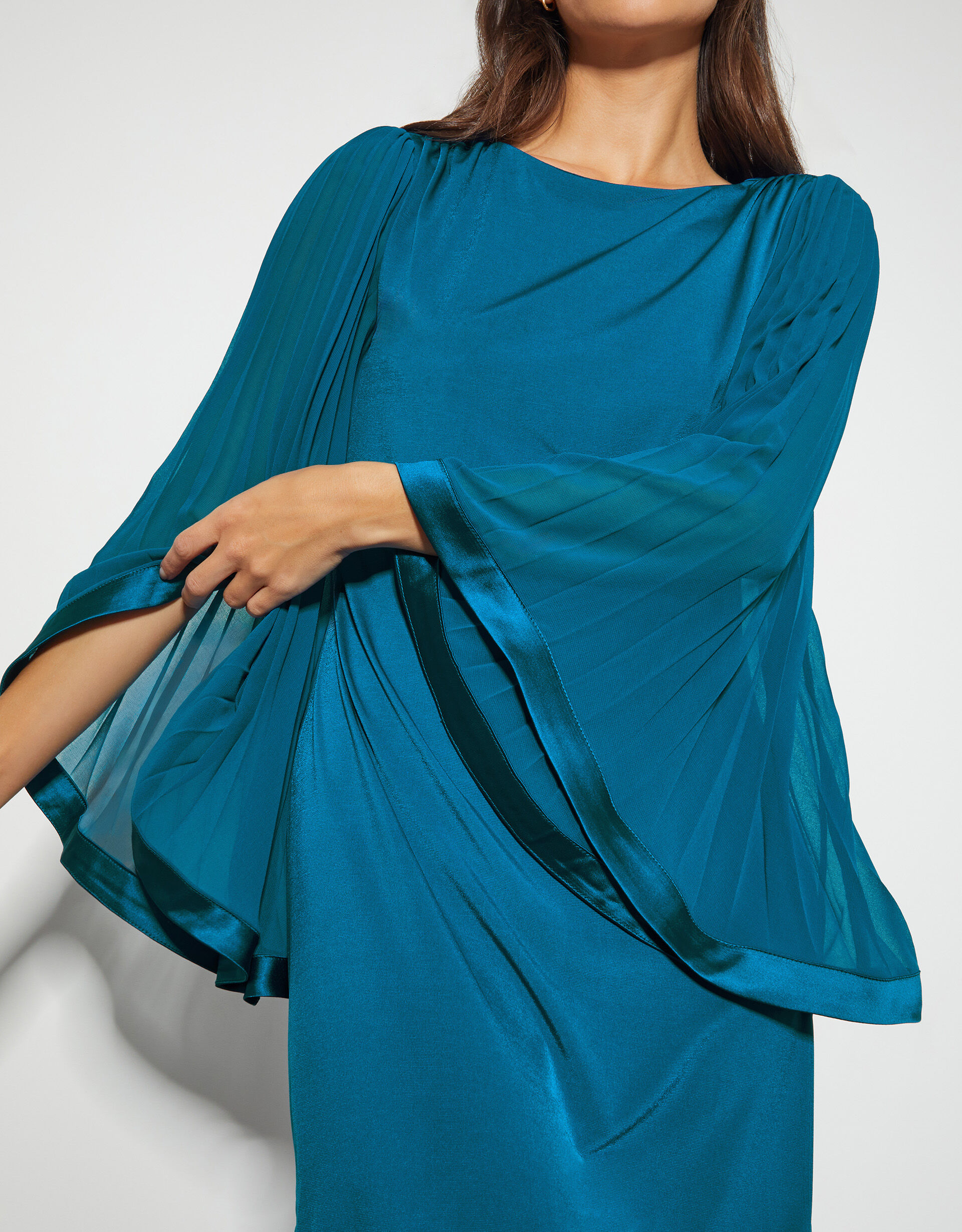 Win Jersey Cape Sleeve Tunic Dress Teal
