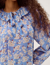 Sian Floral Print Blouse, Blue (BLUE), large