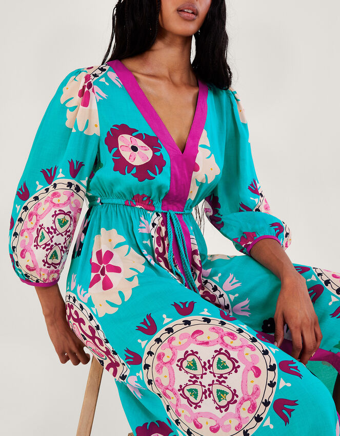 Bonita Print Maxi Dress, Blue (TURQUOISE), large
