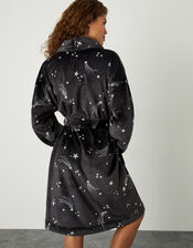 Shooting Star Print Fluffy Dressing Gown, Grey (CHARCOAL), large