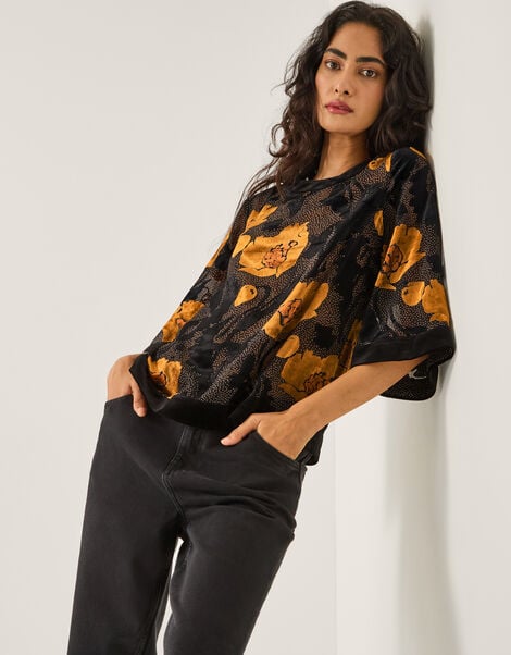 Reese Devoré Polka Dot Top, Black (BLACK), large