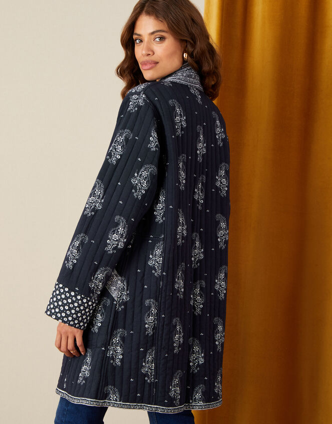 Heston Printed Longline Jacket, Blue (NAVY), large