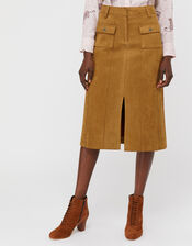 Sally Suedette Midi Skirt, Tan (TAN), large