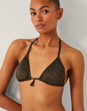 Mia Glitter Triangle Bikini Top, Black (BLACK), large