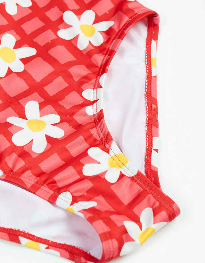 Frugi Amelia Daisy Print Swimsuit, Pink (PINK), large