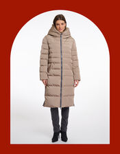 Rino & Pelle Keila Faux Fur Lined Long Puffer Coat, TOFFEE, large