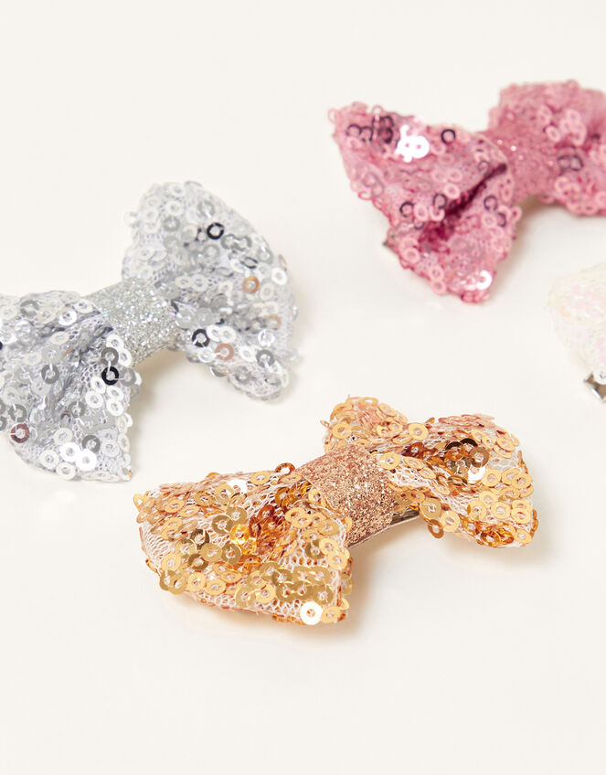 Sequin Bow Hair Clip Set, , large