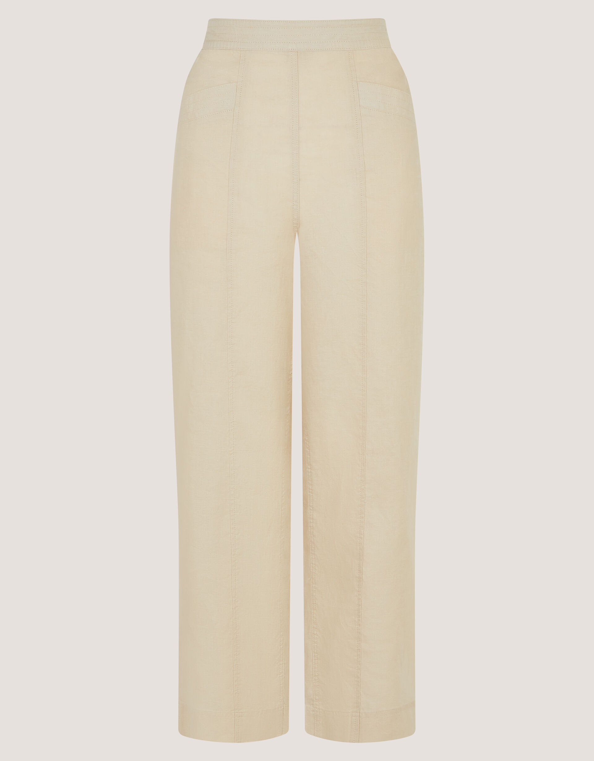 Lucy Regular Straight Leg Linen Trousers, Natural (NATURAL), large