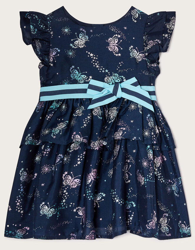 Baby Jumping Butterflies Dress, Blue (NAVY), large