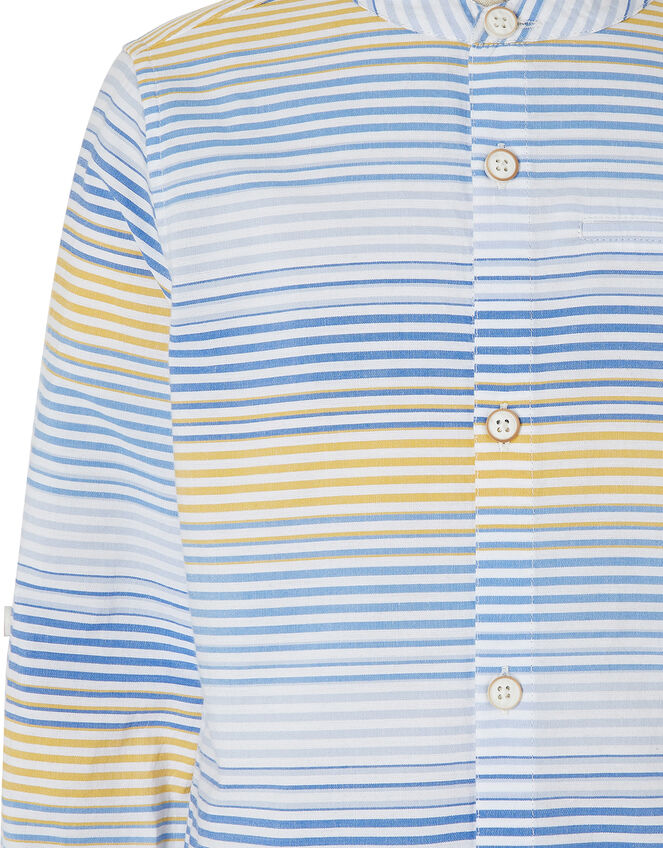 Tiko Striped Cotton Shirt, Blue (BLUE), large