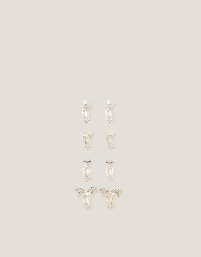 4-Pack Bow & Pearl Clip On Earrings, , large