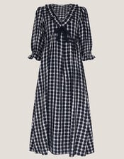 Violet Check Bow Maxi Dress, Black (BLACK), large