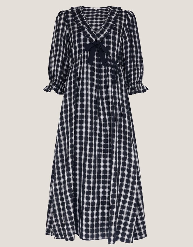 Violet Check Bow Maxi Dress, Black (BLACK), large