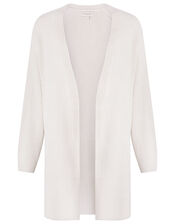 Longline Knit Cardigan with Button Sides, Ivory (IVORY), large